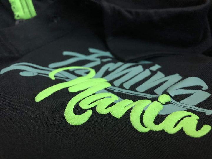 HOTSPOT DESIGN Fishing Bass Mania, SW-Grün, Barschangler Poloshirt M Schwarz, M Schwarz