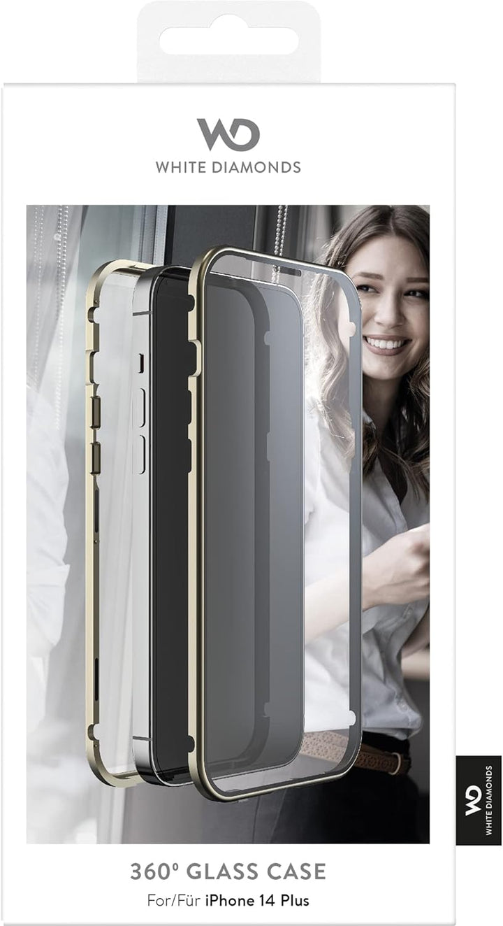 WHITE DIAMONDS - Hülle 360 Grad Glass Case Passend für Apple iPhone 14 Pro I Handyhülle, Durchsichti