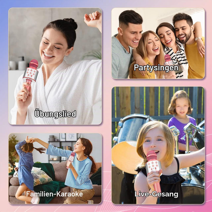 GeschenPark Mikrofon Kinder, Bluetooth Karaoke Mikrofon Geschenk Mädchen 3-12 Jahre Spielzeug Mädche