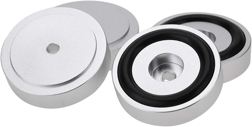 Elprico 4PCS Isolationsfüsse, 40 * 10 mm Verstärkerpad aus Aluminiumlegierung Silber eloxierende San