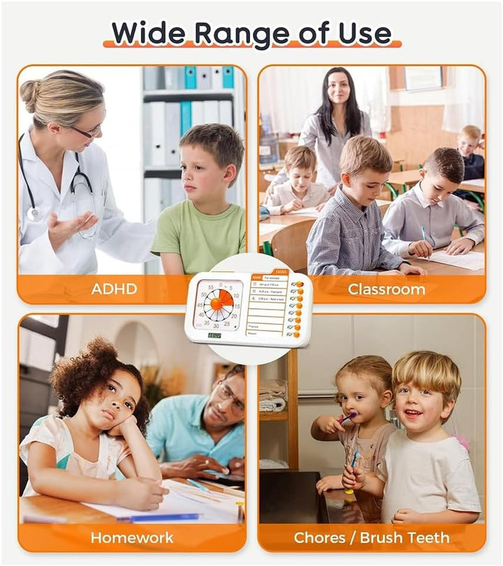 Visueller ADHS-Timer für Kinder und Erwachsene mit Planungstafel, Aufgabentimer, Aufgabentabelle und