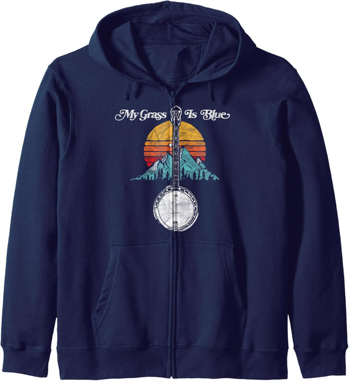 My Grass is Blue Retro Rocky Mountain Banjo Bluegrass Kapuzenjacke