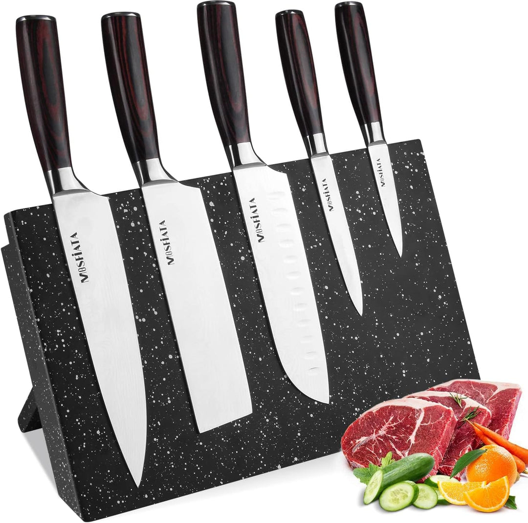 MOSFiATA Magnetischer Messerblock Ohne Messer 13,7 Zoll, Messerhalter Schwarz, Schwerpunktmagnet für