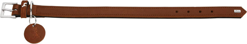 HUNTER LARVIK Hundehalsband, Leder, schlicht, elegant, komfortabel, 60 (M-L), cognac/schwarz cognac/