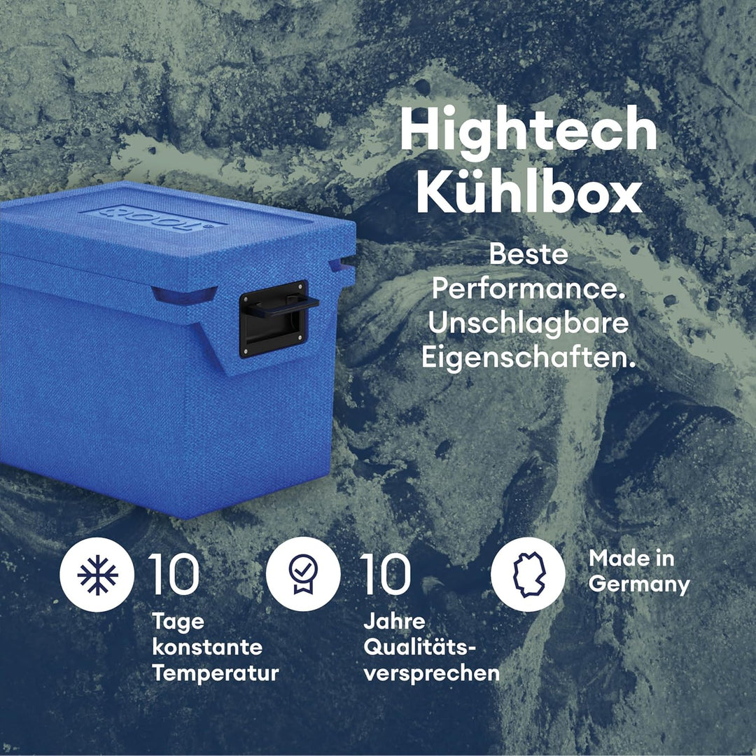 QOOL Kühlbox M | 27L | Made in Germany | blau | Hightech Kühlbox ohne Strom | Bis zu 10 Tagen autark
