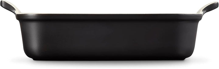 Le Creuset Rechteckige Auflaufform Tradition aus Steinzeug, 26 cm, 2.4 Liter, Schwarz glänzend, 7110
