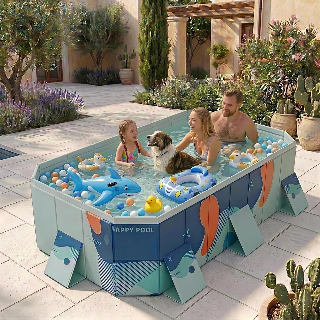 Faltbarer Pool Nicht-aufblasbarer Tragbarer Swimmingpool Schwimmbad Verdickter Rutschfester PVC Schw