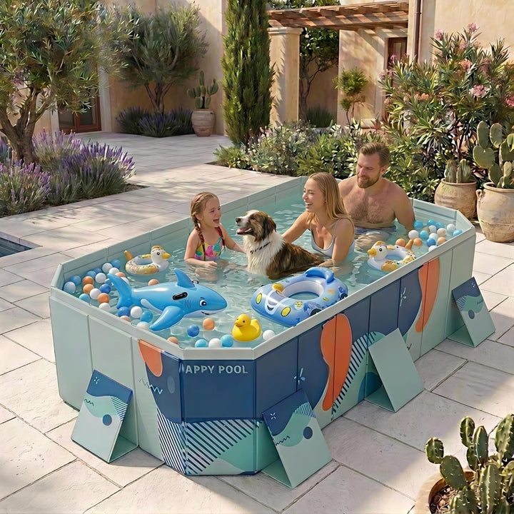 Faltbarer Pool Nicht-aufblasbarer Tragbarer Swimmingpool Schwimmbad Verdickter Rutschfester PVC Schw