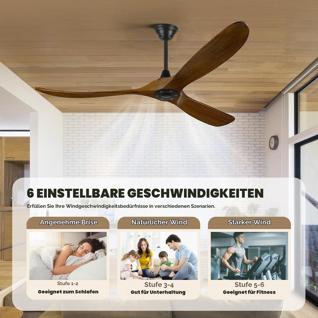 177cm Deckenventilator im Freien ohne Licht, Deckenventilator Leise mit Fernbedienung, Moderner Deck