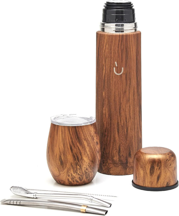 balibetov Komplettes Yerba Mate Set – Moderner Mate Gourd, Isolierflaschet, Bombilla und Reinigungsb