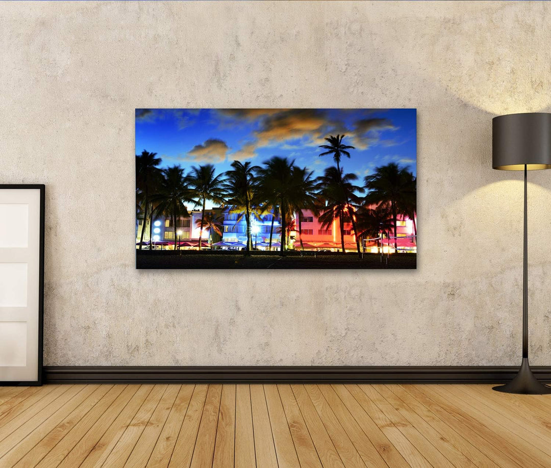 islandburner Bild auf Leinwand Miami Beach Floride Usa Hotels Restaurants Sunset Ocean Drive Bilder