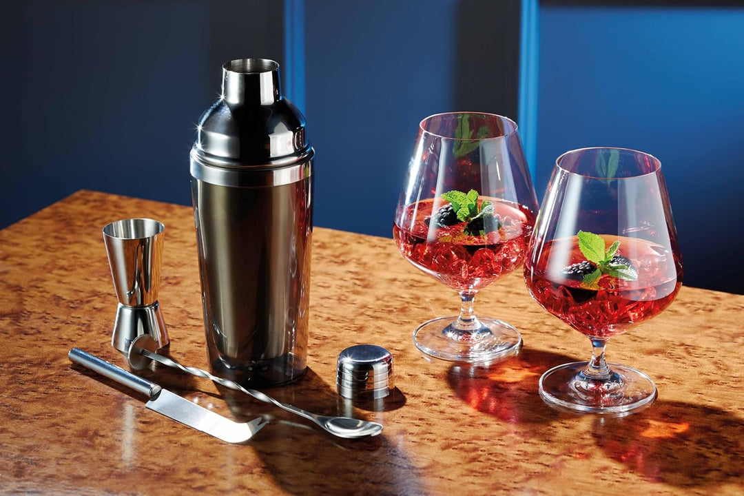 BarCraft, Luxuriöses Gin-Geschenkset mit Gin-Gläsern, Cocktail-Shaker, Cocktail-Rührlöffel, Doppelse