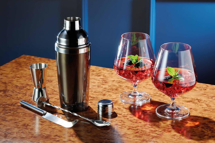 BarCraft, Luxuriöses Gin-Geschenkset mit Gin-Gläsern, Cocktail-Shaker, Cocktail-Rührlöffel, Doppelse