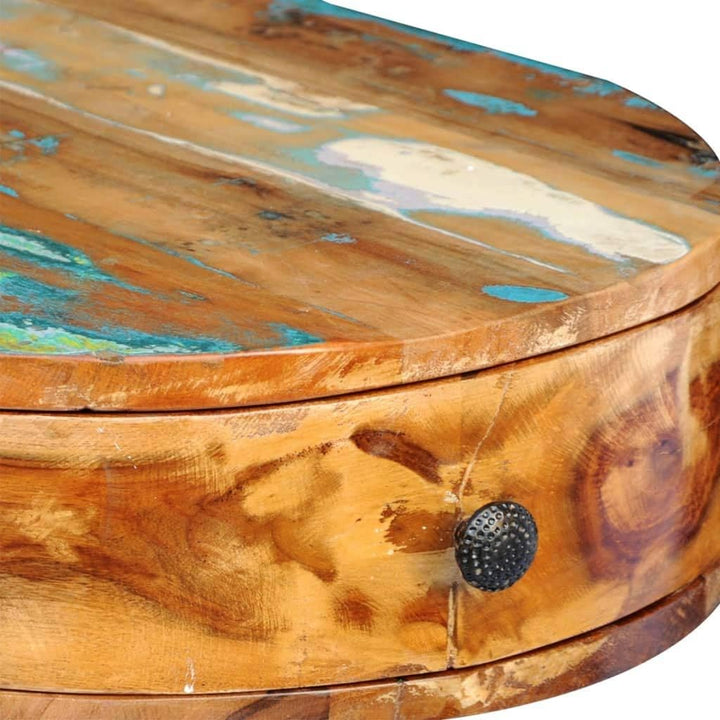 Retro Design Tisch, Reine Handarbeit, Vintage Konsolentisch Metallbeine & Schublade, Recyceltes Mass