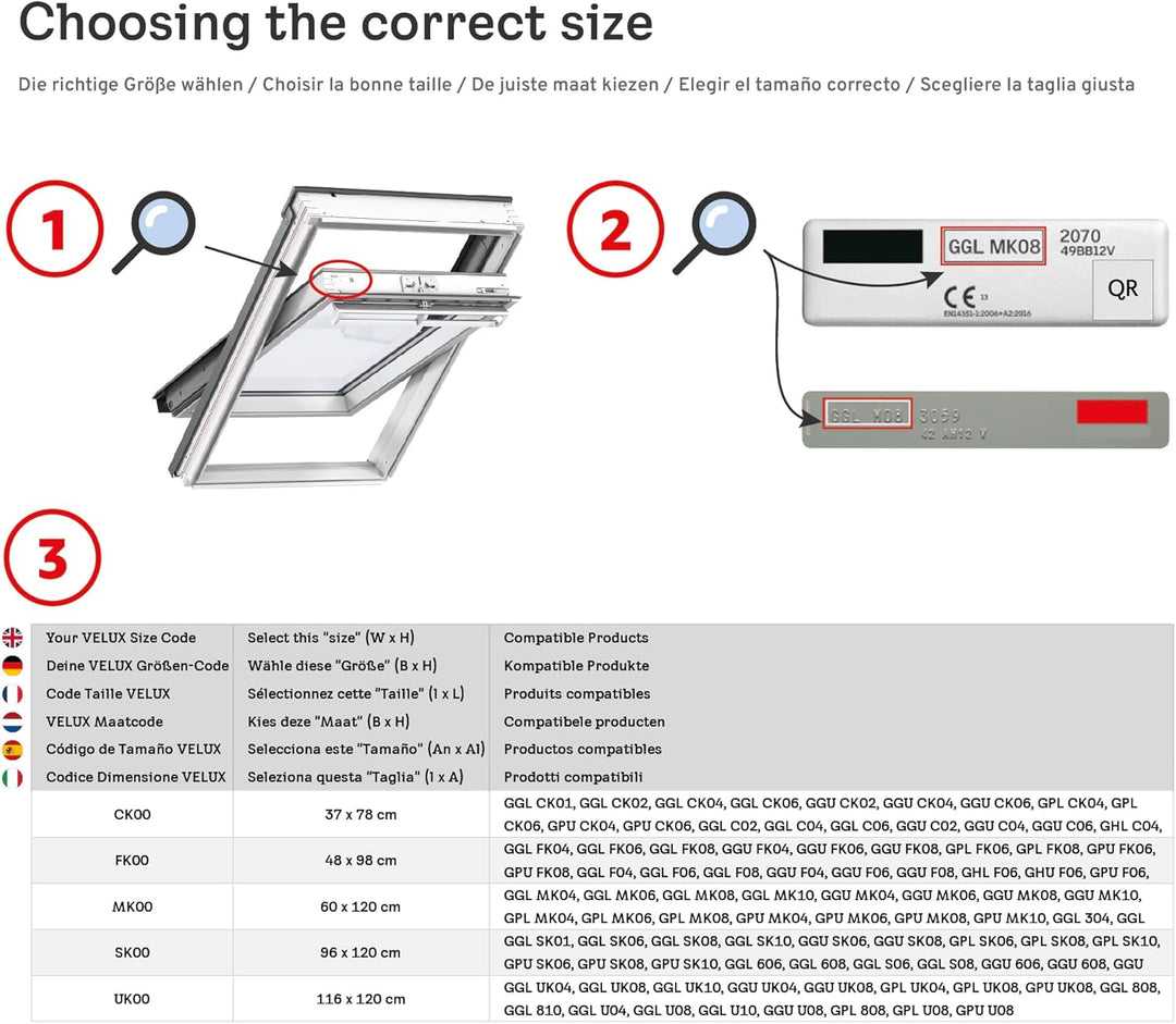 Dachfenster Hitzeschutz-markise kompatibel mit VELUX UK08 / U08 / 808/8 / UK04 / U04 / 804/7 B116 x
