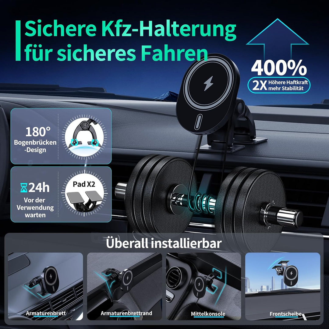 für Magsafe Autohalterung mit Ladefunktion 15W, Handyhalterung Auto für Magsafe Ladegerät für iPhone