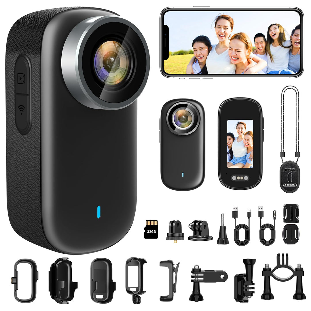 WiFi Action Kamera 4K wasserdichte Mini Action Cam 150° Kleine WiFi Sport Action Kamera, Fahrrad Mot