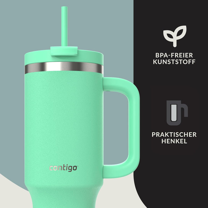 Contigo Streeterville Thermosflasche 1200 ml mit Henkel und Strohhalm | Isolierte Thermo-Trinkflasch