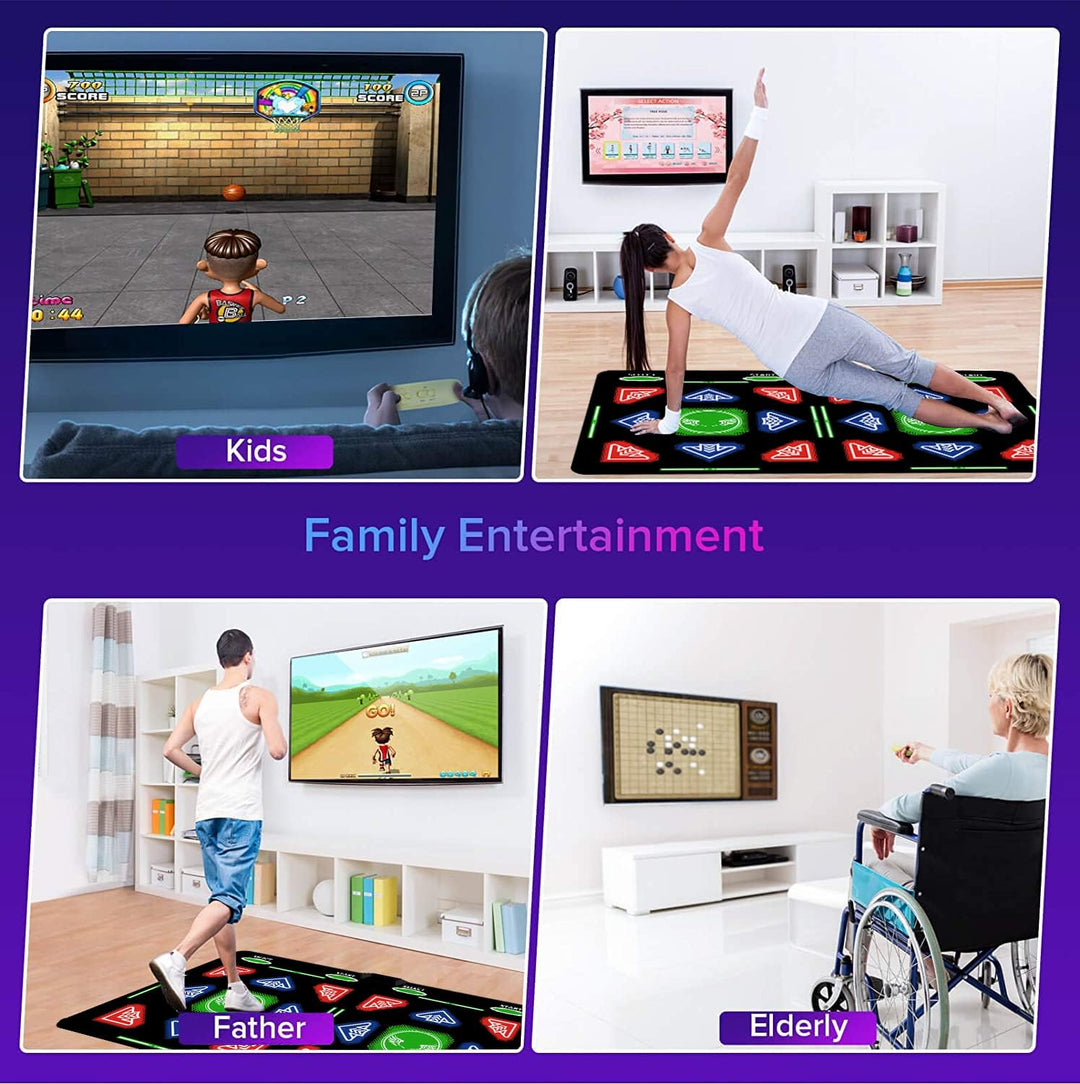 Double Dance Mat für Kinder & Erwachsene,mit 64GB Speicherkarte,1000 Spielen,885Liedern & 81MVs – HD