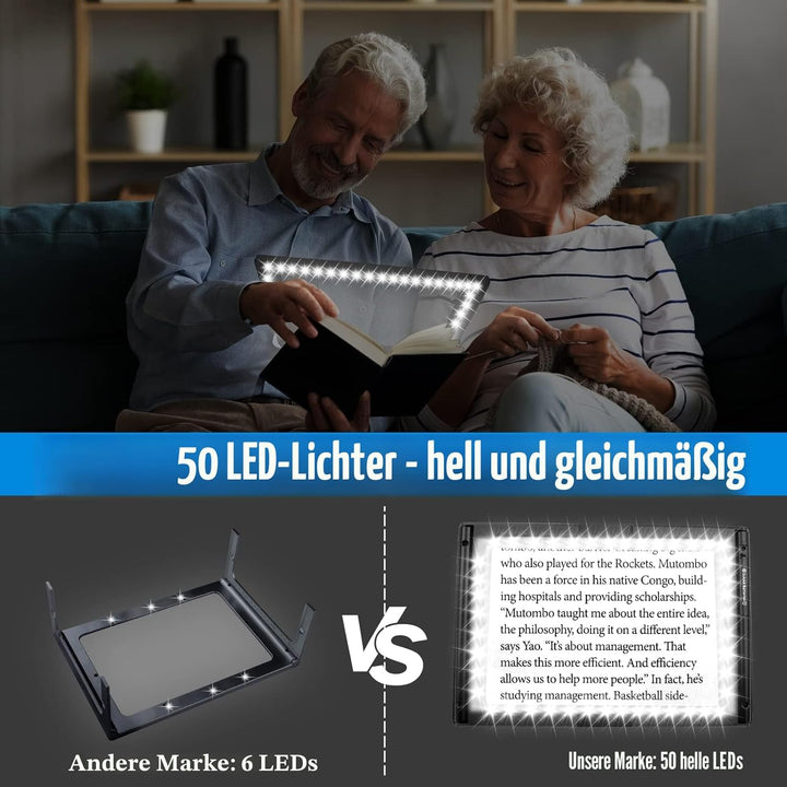 5X Leselupe mit Licht für Senioren Gross, Lupe mit Licht, Dimmbare Lupen mit 50 LED Licht, Grössere