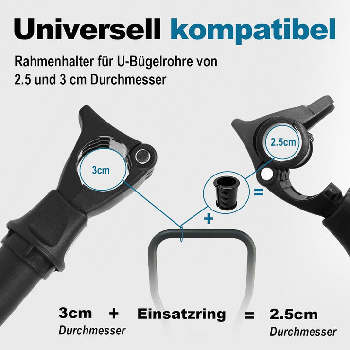 Rahmenhalter für Fahrradträger, Universal Kurze Fahrradrahmenhalter Abschliessbare, Alu Rahmenhalter