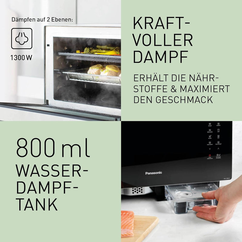 Panasonic NN-CS89LBGPG 4in1 Kombi Mikrowelle Dampfbackofen, 1000, 31 liters, Schwarz-Edelstahl