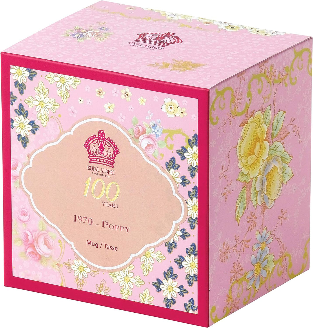 100 Years by Royal Albert 1970 Tasse mit Mohnblumenmotiv, Weiss, 0,4 l 14.1 oz, 14.1 oz