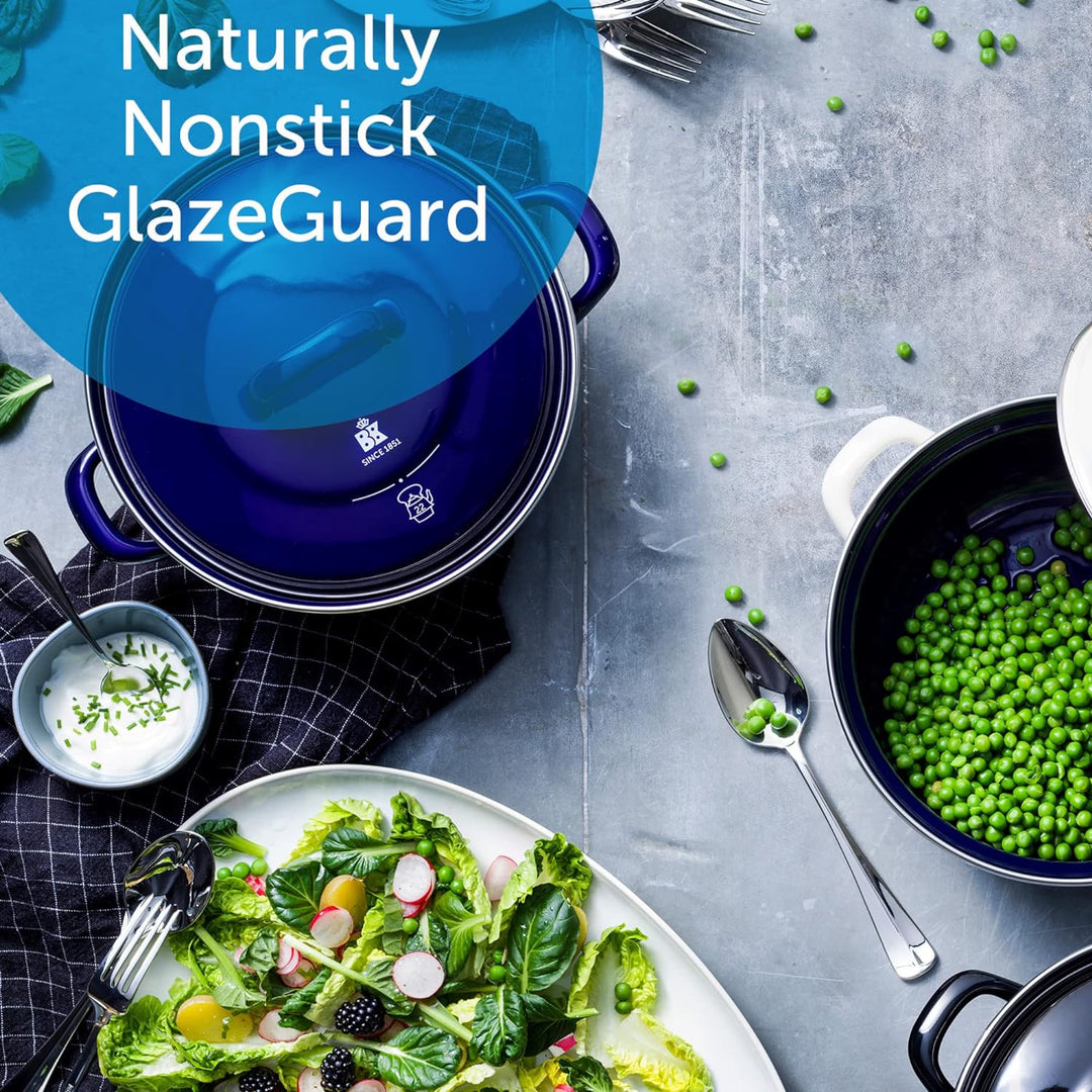 BK Indigo Holländisches Erbe Runde Deutsche Emaillierte Kasserolle mit Deckel mit PFAS-Freier Kerami