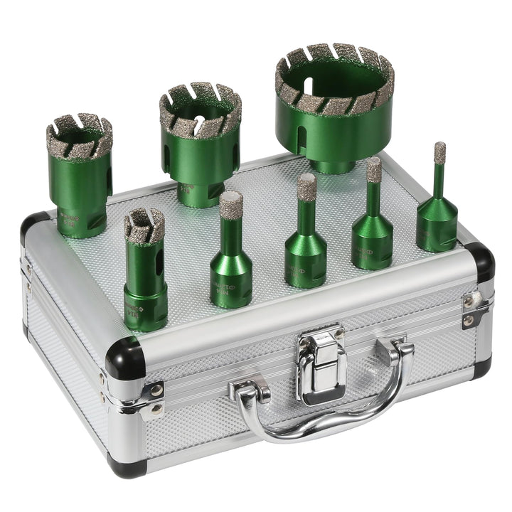 8 Stück 6-68mm Trocken Fliesenbohrer Set, M14 Gewindeanschluss Vakuumgelötete Lochsäge Diamantbohrer