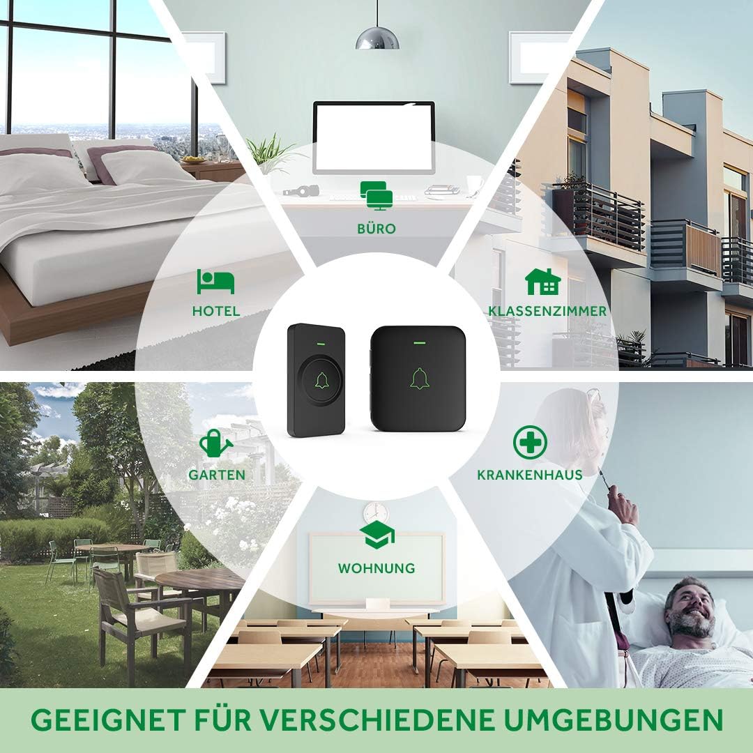 Mini Funkklingel Wasserdicht, AVANTEK CB-11 Kabellose Türklingel 300M Funk Reichweite Haustür Klinge