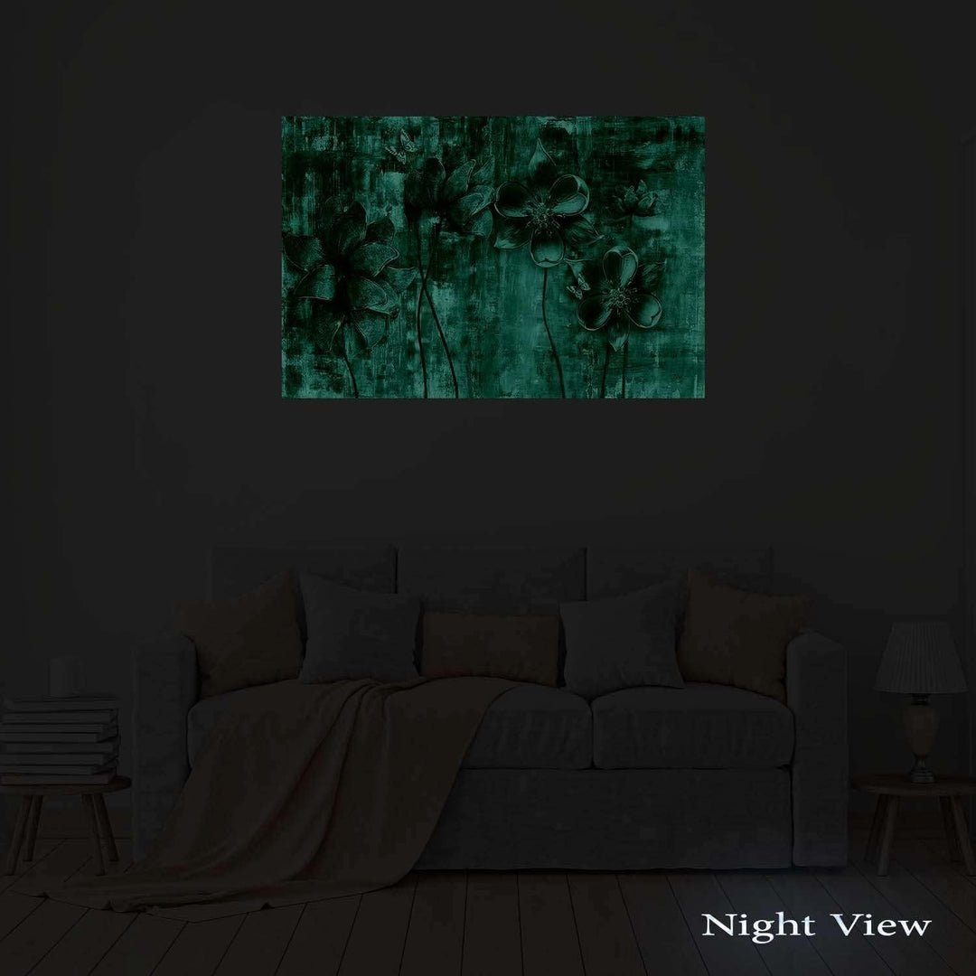 Startonight Bilder Goldene Blumen Grunge - Leinwandbilder Moderne Kunst - Abstrakte Wanddeko Kunstdr