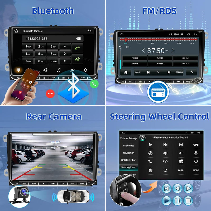 Podofo Autoradio für VW Passat B6 Golf 5 6 Polo Skoda Seat Jetta Caddy Touran, 1+32G Wireless Carpla