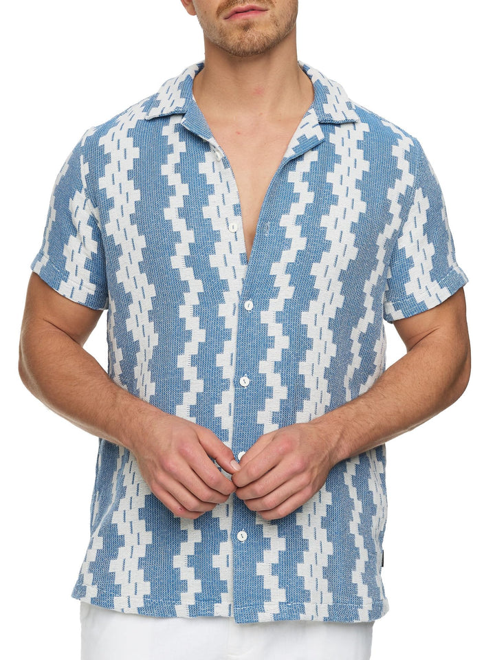Indicode Herren INCosby Kurzarmhemd mit Button-Down-Kragen | Herrenhemd gestreift Kurzarm Hemd S Bla
