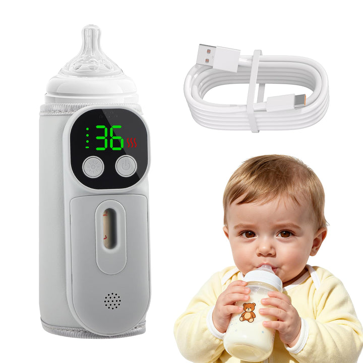 Tragbarer 8000mAh-Flaschenwärmer für unterwegs, Isothermische Babyflaschenhülle mit 7 präzisen Tempe
