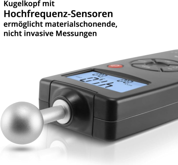 STAHLWERK FM-100 ST Profi Feuchtigkeitsmessgerät mit 40 mm Messtiefe und Kugelkopf, präziser Feuchti
