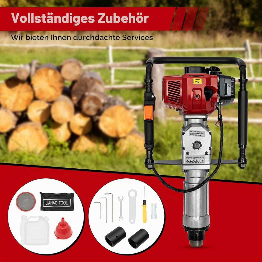 52CC Benzin T Pfostenramme 2 Takt Motor Benzin Pfahlramme 1900W Hand-Zug-Start Zaunpfahlramme Zweita