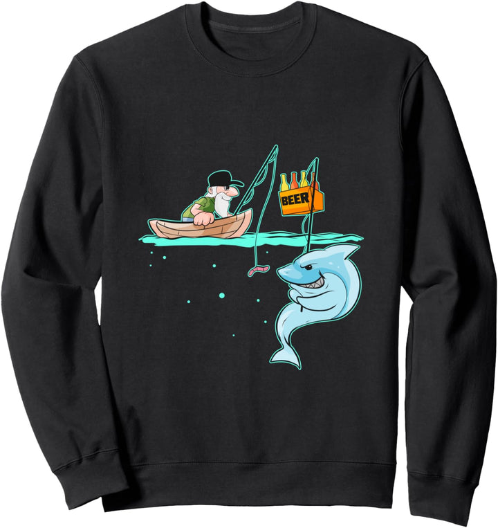 Lustiges Haifisch Angler Geschenk für Fischer Angeln Sweatshirt