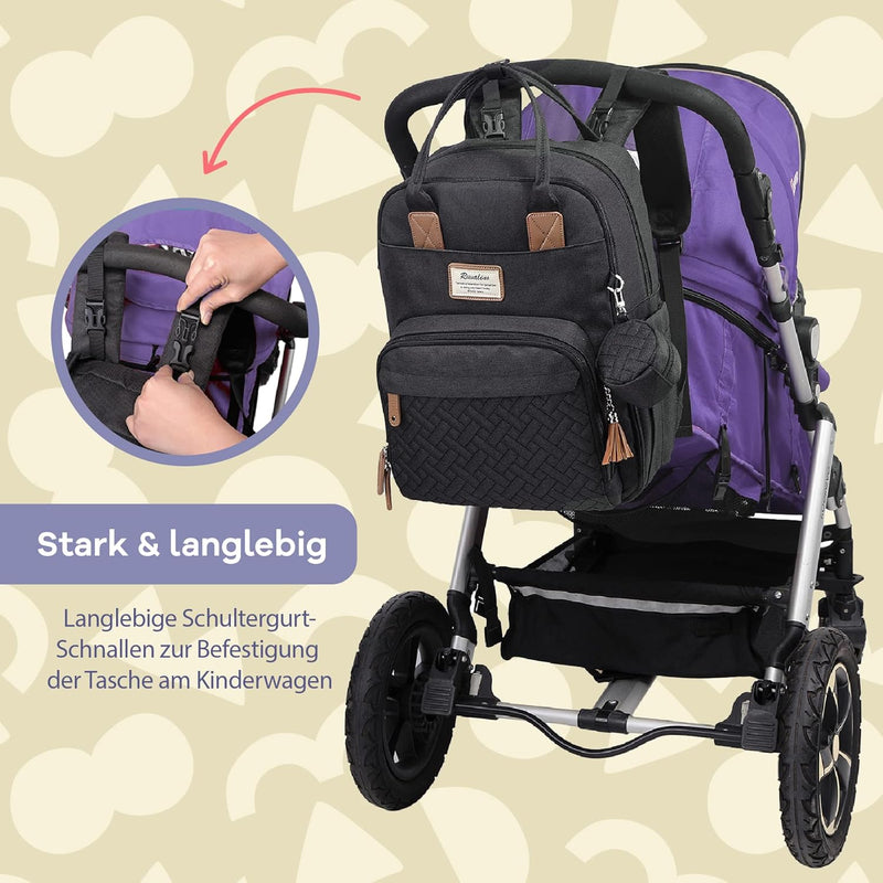 RUVALINO Baby Wickelrucksack Wickeltasche Rucksack mit tragbarer Wickelauflage, Schnullerhalter und