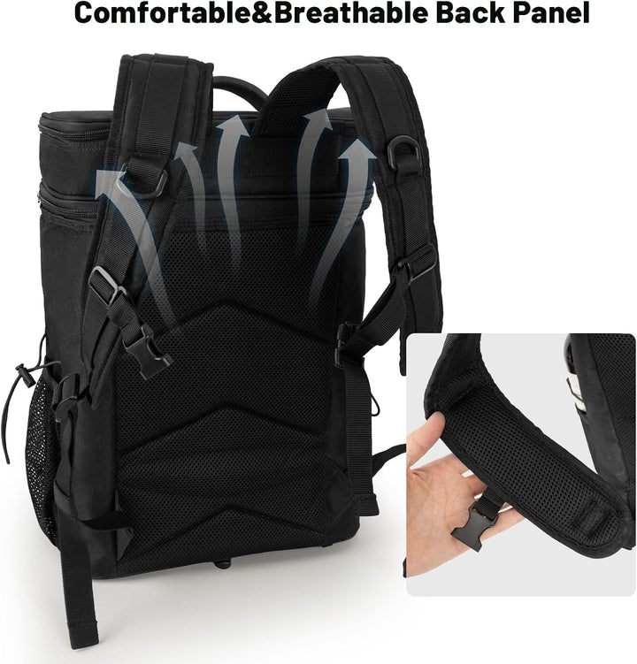 Kühltasche Isolierte Herren Damen: 30L Kühlrucksack Kühler Rucksack Leicht Schwarz, Schwarz