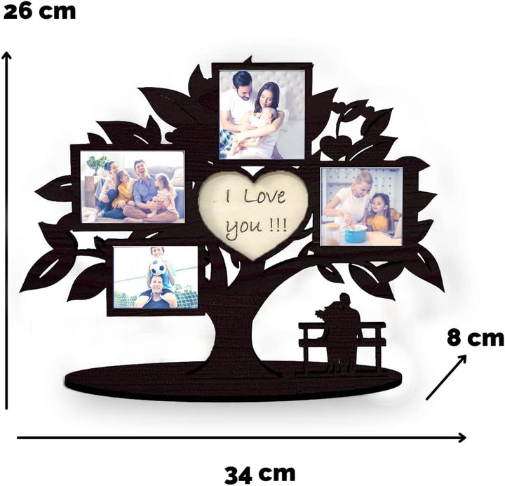 Pekiedo Bilderrahmen Lebensbaum aus Holz, Mehrfach-Bilderrahmen Love You, Geschenkidee für Freundin,