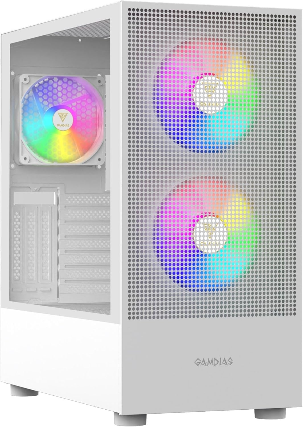 GAMDIAS TALOS PC-Gehäuse, EATX Gaming Mid Tower, vorinstallierter 3 PWM ARGB Lüfter, gehärtetes Glas