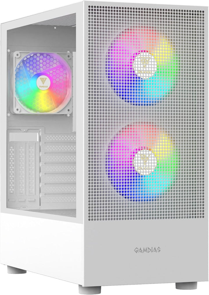 GAMDIAS TALOS PC-Gehäuse, EATX Gaming Mid Tower, vorinstallierter 3 PWM ARGB Lüfter, gehärtetes Glas