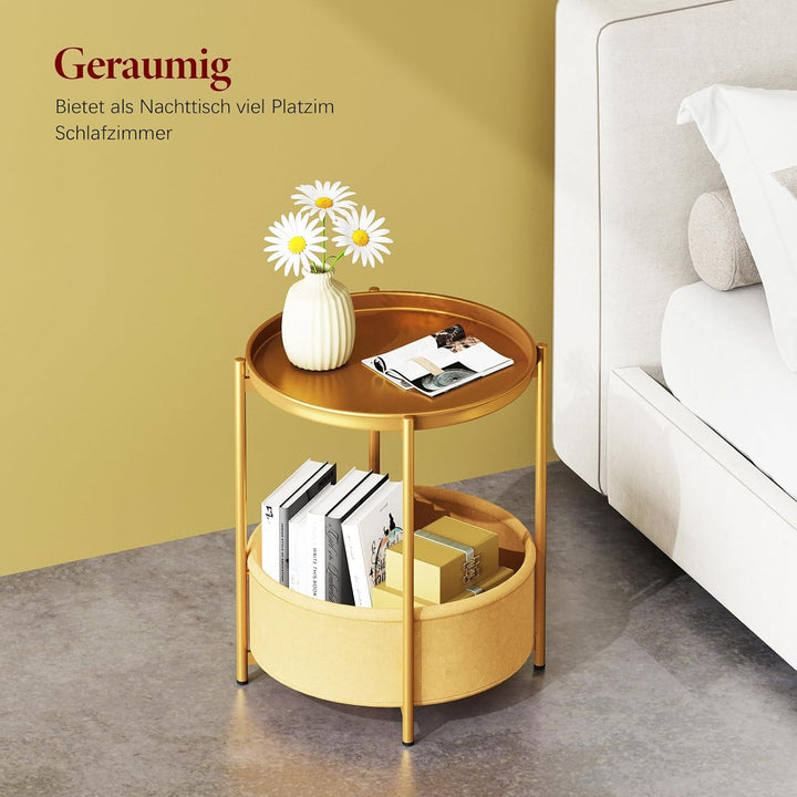 Garden 4 you Beistelltisch Rund, Sofatisch 2 Ebenen, Metall Balkontisch, Kleiner Tisch, Couchtisch m