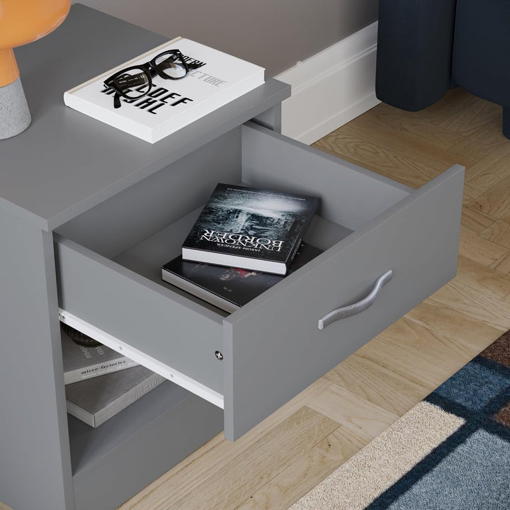 Vida Designs Riano Nachttischkommode, Holzwerkstoff, Grau, H 47 x W 40 x d 36