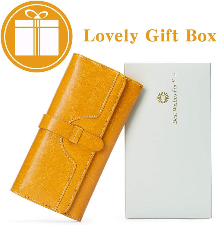 SENDEFN Portemonnaie Damen Gross, RFID-Blockade Damen Geldbörse, Grosse Leder Geldbörse für Damen mi