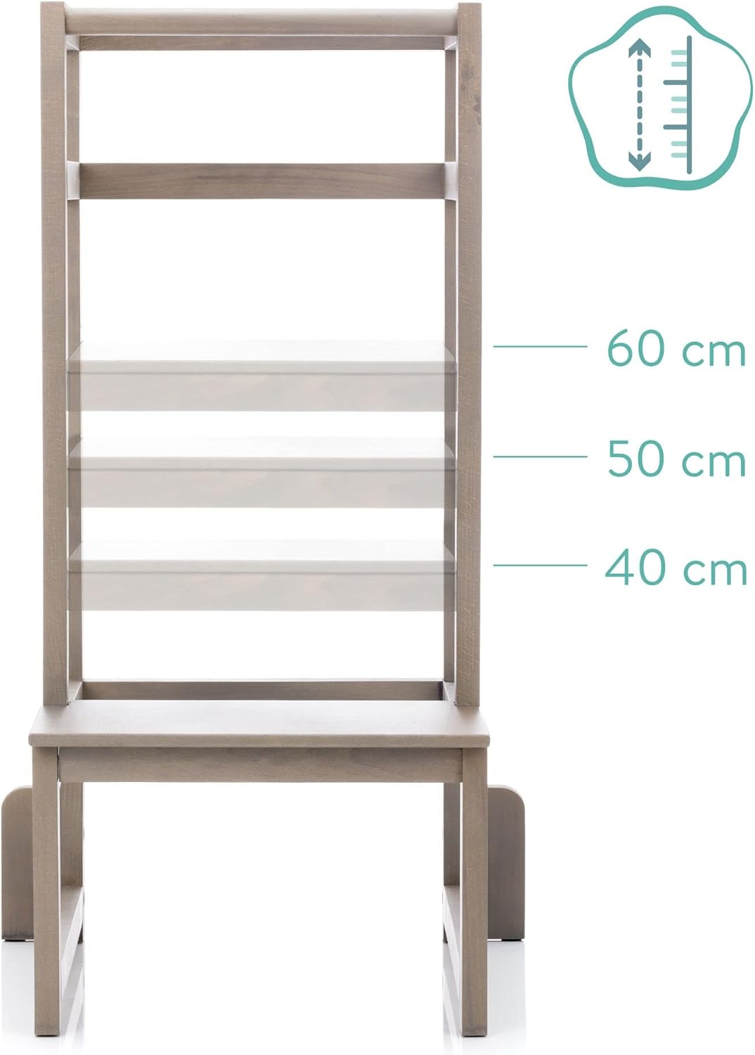 Fillikid Lernturm Tower höhenverstellbar 40 - 60 cm Hartholz grau | 1550-07