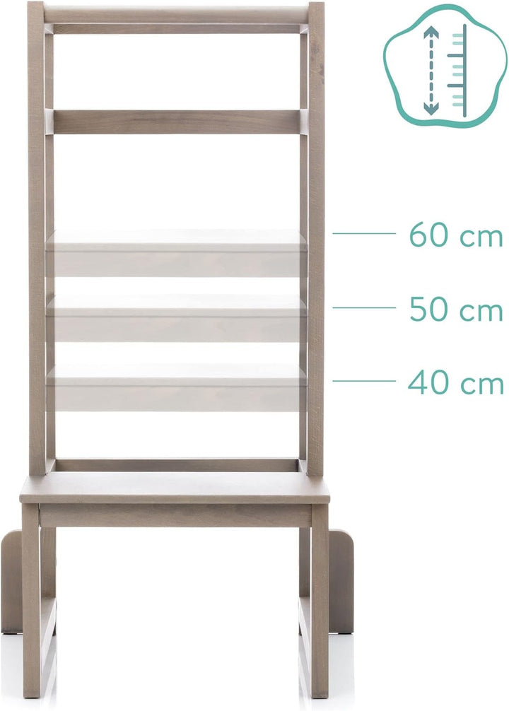 Fillikid Lernturm Tower höhenverstellbar 40 - 60 cm Hartholz grau | 1550-07