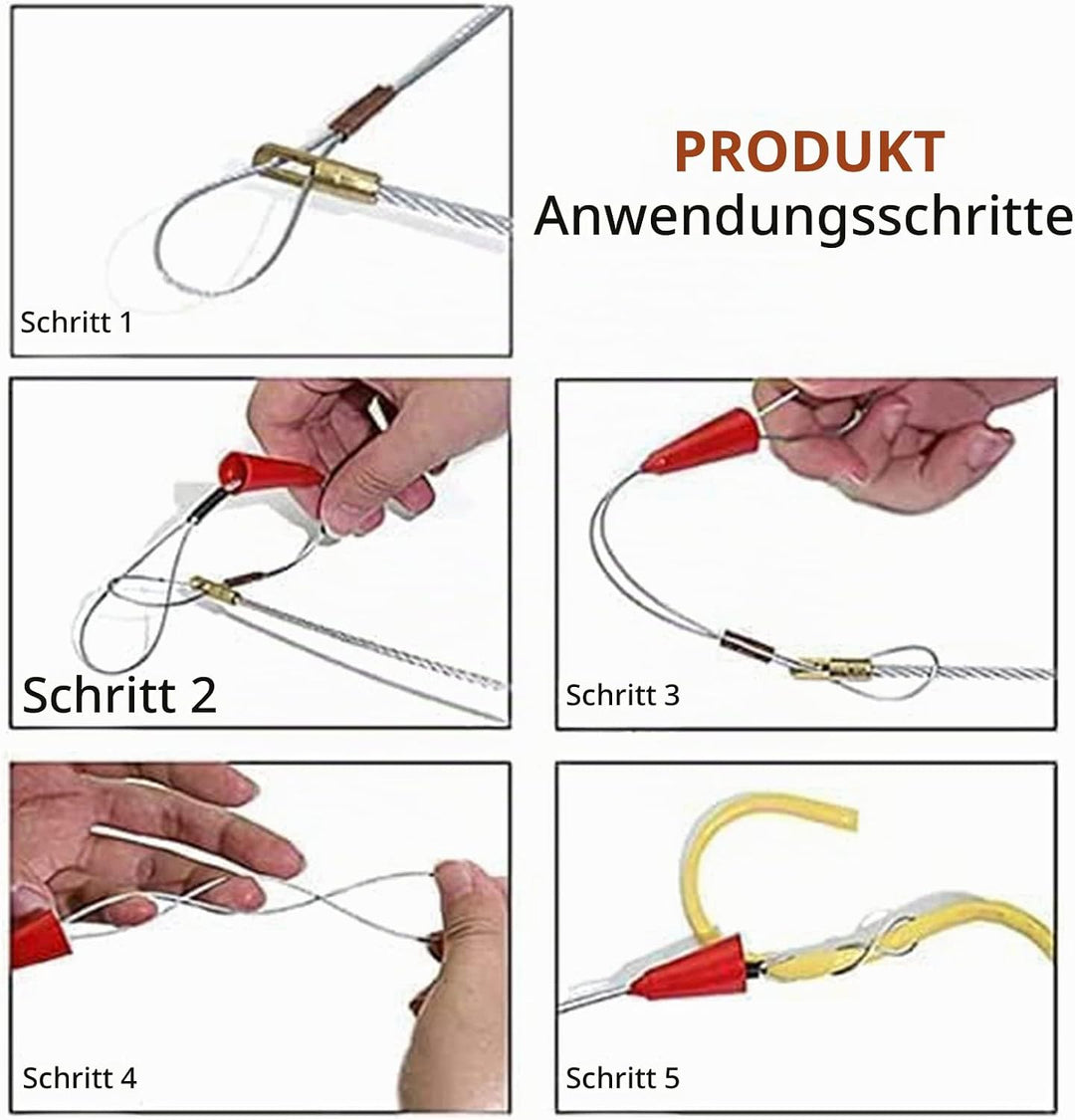 Kabeleinziehhilfe 50m, 4,5mm Kabelziehhilfe Einziehspirale Polyester Einziehdraht mit 2 Führungsfede