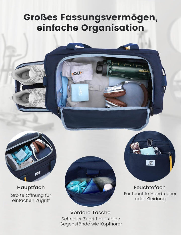 SKYSPER Sporttasche Herren 40l, Sporttasche mit Rucksackfunktion Reisetasche Gym Tasche mit Schuhfac