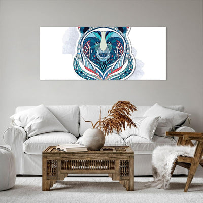 Wandbilder Dekoration Wohnzimmer Bär Illustration Traum blumig Panorama Bilder auf Leinwand 120x50cm